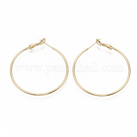 Brass Hoop Earrings X-EJEW-T007-01G-NF-1
