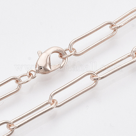 Fabricación de collar de cadena de clip de papel ovalado redondo de latón MAK-S072-05A-RG-1