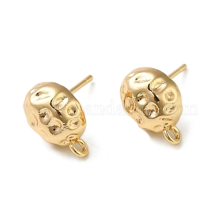 Brass Stud Earring Finding with Loops KK-C042-07G-1