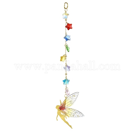 Wholesale Brass Transparent Epoxy Resin Fairy Pendant Decoration Pandahall