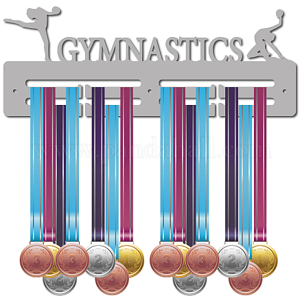 CREATCABIN Gymnastics Medal Holder Display Hanger Sports Awards Stand Wall Rack Mount Hanger Decor Silver Sturdy Medal Holders for Athletes Champions Players Gymnastics O2 Rows Hanging Over 40 Medals ODIS-WH0023-056-1