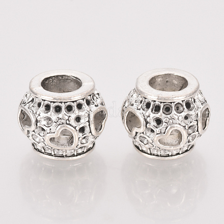 Supports de perles européennes avec strass en alliage de style tibétain TIBE-T011-14AS-LF-1