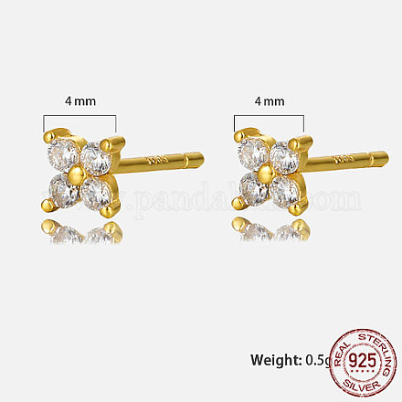 Golden Sterling Silver Flower Stud Earrings FC2873-1-1