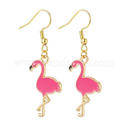 Tiefrosa Emaille-Flamingo-Ohrringe EJEW-JE04969-1