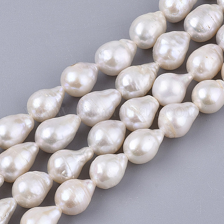 Fili di perle di keshi di perle barocche naturali PEAR-Q015-019A-01-1