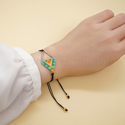 Rhombus Loom Muster Miyuki Saatperlen Armbänder für Frauen BJEW-C011-36N-1