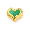 304 Stainless Steel Enamel Beads, Ion Plating(IP), Real 18K Gold Plated, Heart, Green, 13x15x7mm, Hole: 1.2mm