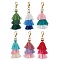 Christmas Polycotton(Polyester Cotton) Tassel Pendant Decorations, with 304 Stainless Steel Lobster Claw Clasps, Mixed Color, 54mm, Pendant: 41x14x10mm
