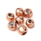 Brass Beads, with Rubber Inside, Slider Beads, Round, Rose Gold, 4x3mm, Hole: 0.5mm