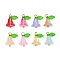 8Pcs 8 Colors Glass Pendants, Tulip with Leaf, with Acrylic Charms and Brass Brass Ball Head Pins, Golden, 17~17.5x11x6mm, Hole: 2mm