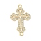 Brass Micro Pave Clear Cubic Zirconia Hollow Cross Connector Charms, Rack Plating, Long-Lasting Plated, Cadmium Free & Lead Free, Real 18K Gold Plated, 33.5x20.5x1.5mm, Hole: 2mm