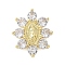 Brass Micro Pave Cubic Zirconia Pendants, Flower with Virgin Mary, Rack Plating, Cadmium Free & Lead Free, Long-Lasting Plated, Real 18K Gold Plated, 17.5x14.5x3mm, Hole: 3.5x2mm