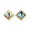 Natural Paua Shell Beads, with Brass Edge, Golden, Rhombus, 20x20.5x8mm, Hole: 1.7mm
