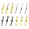 Brass/Alloy Rhinestone Magnetic Clasps, with Double Lobster Claw Clasps, Mixed Color, 45x7.5x6mm, Lobster Claw Clasp: about 11.8x7.5x2.8mm, 2 colors, 3 sets/color, 6 sets
