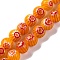 Handmade Millefiori Lampwork Beads Strands, Round, Orange, 8mm, Hole: 0.7mm, about 48pcs/strand, 14.37''(36.5cm)