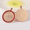 Flat Round Alloy Rhinestone Pendant Cabochon Settings, Cadmium Free & Lead Free, Picture Memory Frame Pendants, Light Gold, Light Siam, Tray: 30mm, 48x39x3.5mm, Hole: 4x7mm, 31pcs/bag