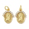 Brass Micro Pave Cubic Zirconia Pendants, Nuggets with Virgin Mary, Lead Free & Cadmium Free, Long-Lasting Plated, Rack Plating, with Jump Ring, Real 18K Gold Plated, 14x10.5x2mm, Hole: 3mm