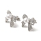 Brass Micro Pave Cubic Zirconia Stud Earrings for Women, with ABS Plastic Imitation Pearl Beads, Bowknot, Platinum, 16x19.5mm
