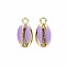 Alloy Enamel Pendants, Cowrie Shell Shape, Light Gold, Lilac, 17x8.5x3.5mm, Hole: 1.8mm