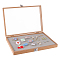 Wood Presentation Boxes for Badge Storage and Display, with Glass Window and Iron Clasp, Rectangle, Light Grey, 35x24.7x5.05cm