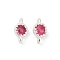 Brass Cubic Zirconia Flat Round Connector Charms, Rack Plating, Long-Lasting Plated, Silver Color Plated, Cerise, 9x4.5~5x3mm, Hole: 1mm
