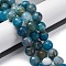 Natural Dragon Veins Agate(Dyed & Heated) Beads Strands, Faceted, Round, Steel Blue, 15~16mm, Hole: 1.5mm, about 25pcs/strand, 14.96''~15.55''(38~39.5cm)