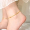 Stainless Steel Charm Anklets for Women, Real 18K Gold Plated, Square, 8.27 inch(21cm)