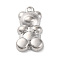 304 Stainless Steel Pendants, Bear Charm, Stainless Steel Color, 19x10.5x4mm, Hole: 1.6mm