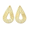 Rack Plating Brass Pendants, Long-Lasting Plated, Lead Free & Cadmium Free, Teardrop Charms, Real 18K Gold Plated, 21x12.5x0.5mm, Hole: 1mm