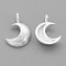925 Sterling Silver Charms, Moon, Matte Silver, 10x7x2mm, Hole: 1mm