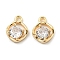 Brass Glass Pendants, Real 18K Gold Plated, 7.5x6x2.5mm, Hole: 0.9mm