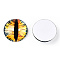 Glass Cabochons, Half Round with Evil Eye, Vertical Pupil, Gold, 20x6.5mm