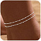 Brass Layered Satellite Chain Double Layer Anklets for Women, Silver, 8-1/4 inch(210mm)