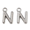 304 Stainless Steel Charms, Polished, Stainless Steel Color, Letter N, 9x5.5x2mm, Hole: 1.2mm