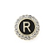 Letter Enamel Pins, Alloy Brooches for Backpack Clothes, with Clear Cubic Zirconia , Letter R, 17.8x17mm