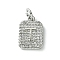 Rack Plating Brass Micro Pave Clear Cubic Zirconia Charms, Long-Lasting Plated, Lead Free & Cadmium Free, Rectangle with Letter Pattern, with Jump Ring, Platinum, Letter T, 14x9.5x2mm, Hole: 3mm