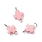 Synthetic Coral Dyed Pink Cross Connector Charms, with 304 Stainless Steel Double Loops, Stainless Steel Color, 14.5x8.5x3mm, Hole: 1.8mm