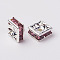 Brass Rhinestone Spacer Beads, Grade A, Silver Color Plated, Square, Light Amethyst, 6x6x3mm, Hole: 1mm