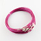 Steel Wire Bracelet Cord DIY Jewelry Making, with Brass Screw Clasp, Medium Violet Red, 225x1mm