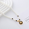 Fashionable 304 Stainless Steel Pendant Neacklaces, Imitation Pearl Beaded Necklaces for Women, Real 18K Gold Plated, Sun, 15.35 inch(39cm)