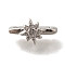 Brass Micro Pave Clear Cubic Zirconia Spacer Bars, Star, 3-Hole, Real Platinum Plated, 6.5x12.5x6mm, Hole: 1.2mm