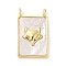 Brass Pave Natural White Shell Pendants, Rectangle Charms, Real 18K Gold Plated, Long-Lasting Plated, Lead Free & Cadmium Free, Rack Plating, Fox, 18x11x3.5mm, Hole: 1.6mm