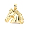 Brass Pendants, Horse Charms, Long-Lasting Plated, Cadmium Free & Lead Free, Real 18K Gold Plated, 20.5x22.5x4mm, Hole: 5x4mm