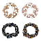 4Pcs 4 Styles Rubber Elastic Fiber Ponytail Hair Tie, with Acrylic Imitation Pearls and Faceted Glass Beads, for Woman, Mixed Color, 20mm, Inner Diameter: 39mm, 1pc/style