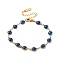 Ion Plating(IP) 304 Stainless Steel Mesh Chain, Enamel Bracelet for Women, Real 18K Gold Plated, Blue, Inner Diameter: 1-3/4 inch(4.5cm)