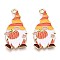 Alloy Enamel Pendants, Lead Free & Cadmium Free, Dwarf Charms, Golden, Coral, 30x15.3x1.2mm, Hole: 1.8mm