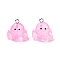Resin Pendants, with Iron Finding, Octopus Charms, Pearl Pink, 18x18x14mm, Hole: 1.8mm