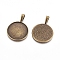 Tibetan Style Pendant Cabochon Settings, Plain Edge Bezel Cups, DIY Findings for Jewelry Making, Flat Round, Cadmium Free & Nickel Free & Lead Free, Antique Bronze, Tray: 25mm, 38x27x2mm, Hole: 5x9mm
