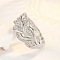 Brass Micro Pave Cubic Zirconia Finger Rings, Platinum, US Size 8(18.1mm)
