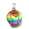 Flat Round 201 Stainless Steel Acrylic Pendants, Fist, 24.5x19.5x12mm, Hole: 5.5x4mm